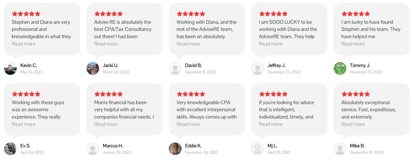 Yelp reviews of Advise RE real estate accountants