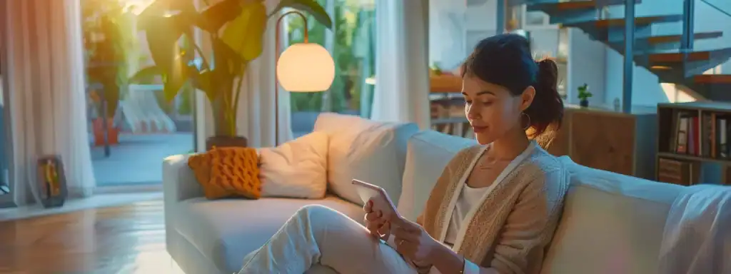 female real estate professional investor investigating tax savings on her phone