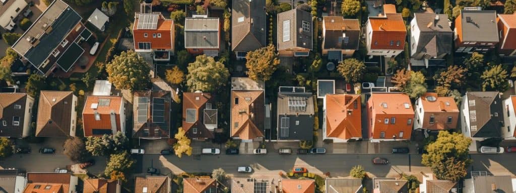 image from sky of residential neighborhood. restructure real estate entity considerations