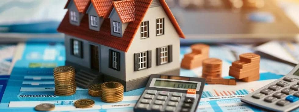 Family discussing estate planning with a trust document and house model, highlighting living trusts